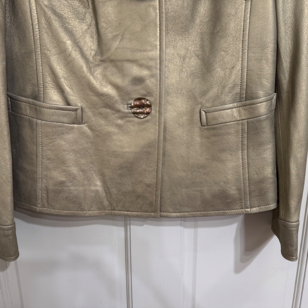 SALE New with Tags Dana Buchman Distressed Gold Leather sz S - Picture 4 of 6